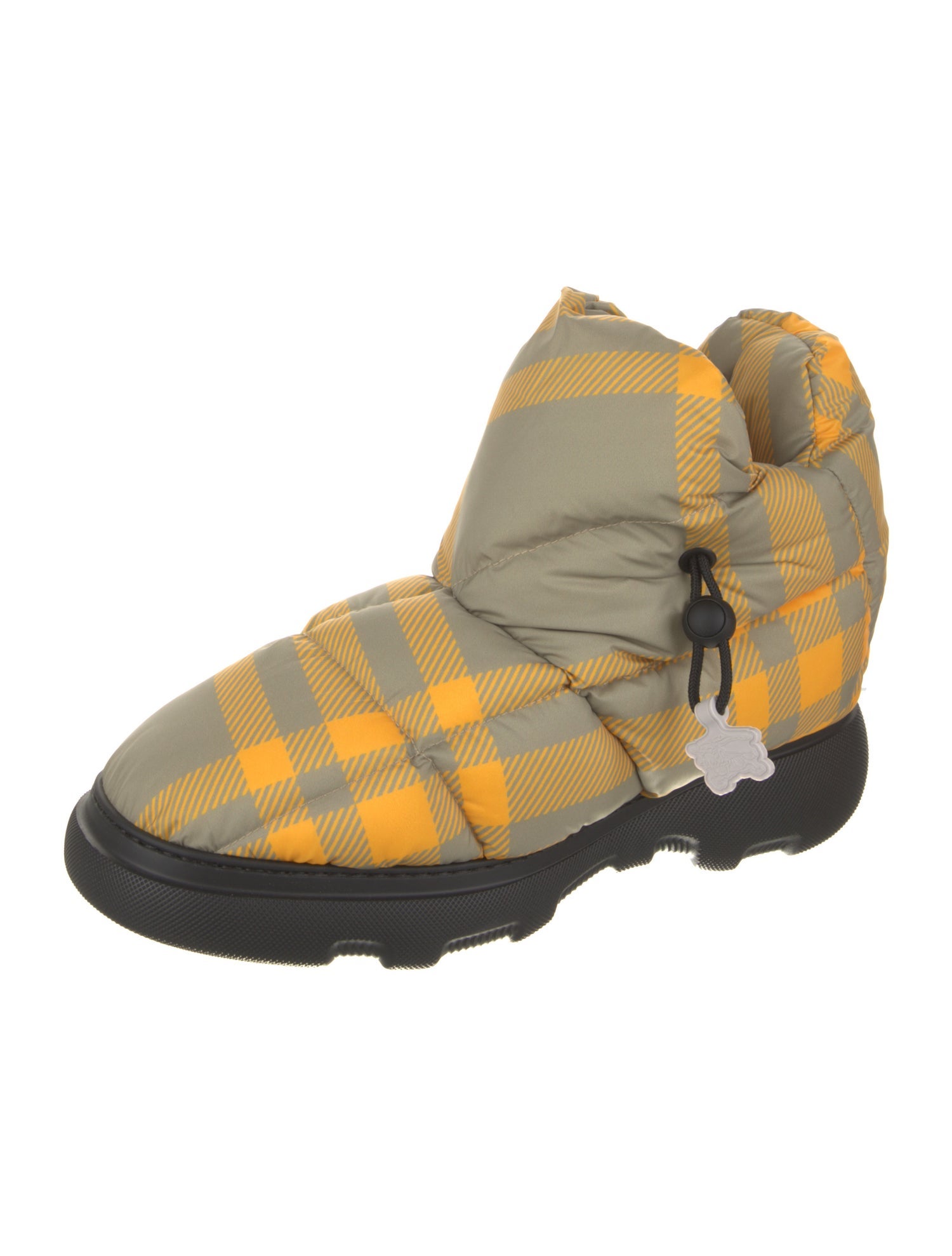 Burberry Nylon Plaid Print Boots